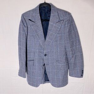 Vintage Voyager Shipley Grey Blue Wool Blazer Suit Jacket Sport Coat 38R